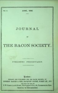 1886 Journal of the Bacon Society No 1